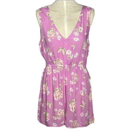 NEW BP. Floral romper butterfly Bohemian sleeveless purple SMALL NWT - Picture 9 of 15